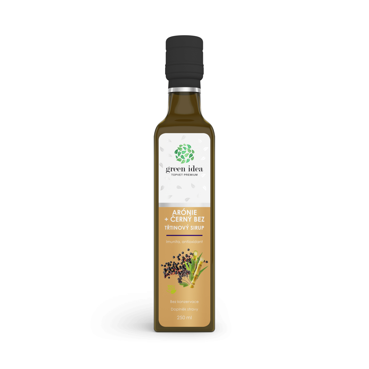 Arónia + baza čierna - trstinový sirup - Imunita, antioxidant (250ml)